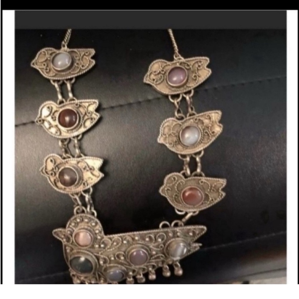 Birds Antique India Or ? ethnic necklace metal + Gemstones magnificent statement